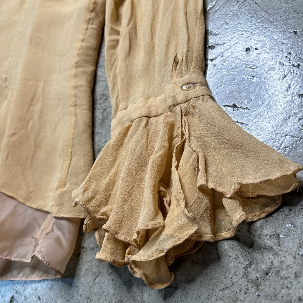 Vintage fairycore boho whimsygoth ruffle sheer top ICE brand y2k size XL beige - Picture 8 of 8